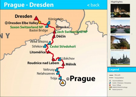 Praag - Dresden fietsroute langs de Elbe
