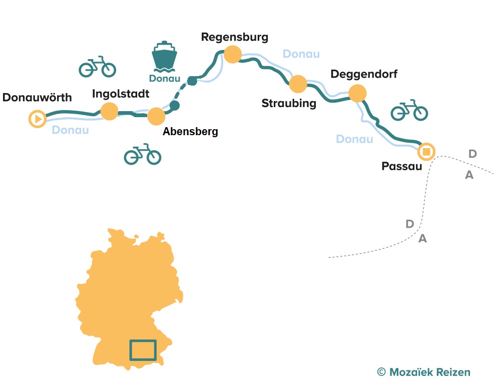 Fietsroute Duitse Donau - Donauradweg Donauwörth - Passau